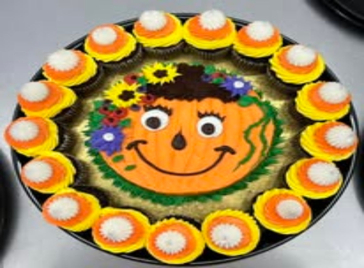 Jack O Lantern cake and cupcakes